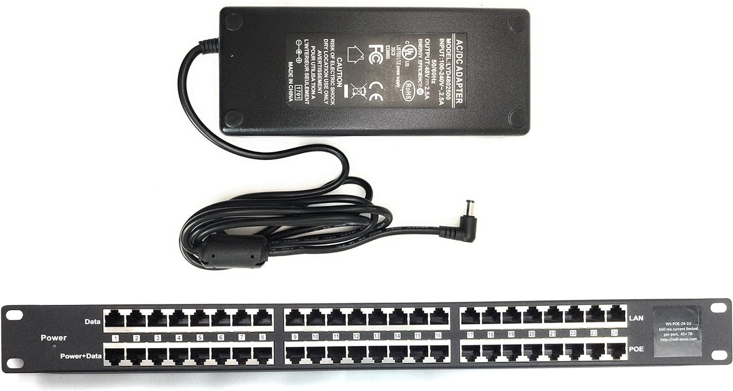 PoE Texas 24 Port Passive PoE Injector w/ 48V 120W PS  for 802.3af Devices (Used)