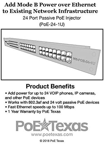 PoE Texas 24 Port Passive PoE Injector w/ 48V 120W PS  for 802.3af Devices (Used)