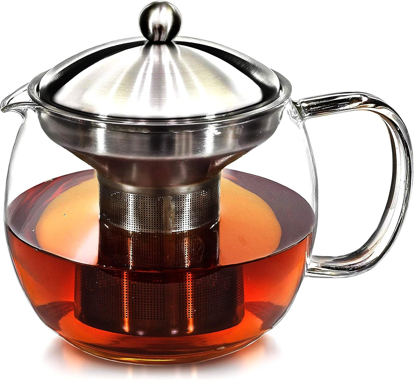Willow & Everett Clear Glass Kettle Pot with Strainer & Warmer for Loose Tea (Like New)
