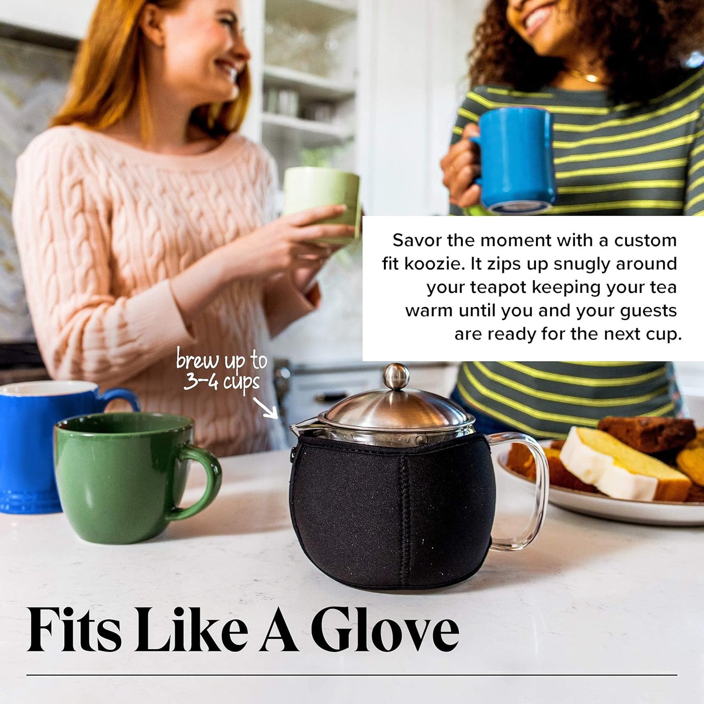 Willow & Everett Clear Glass Kettle Pot with Strainer & Warmer for Loose Tea (Like New)