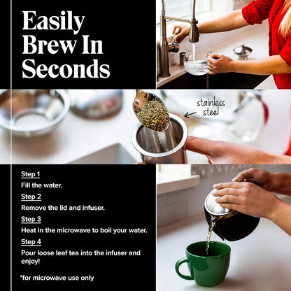 Willow & Everett Clear Glass Kettle Pot with Strainer & Warmer for Loose Tea (Like New)