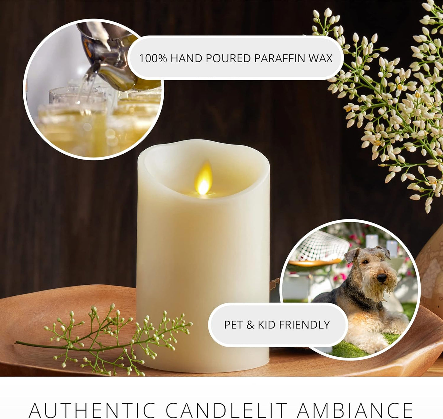 Luminara Scalloped Edge Lightweight Flameless LED Candle for Outdoor & Indoor (Like New)