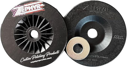 Zephyr SFPR58-4 Buffing Wheel Safety Flanges Rapid Thread, Black - Size 8" & 10" (New, Damaged Retail Box)