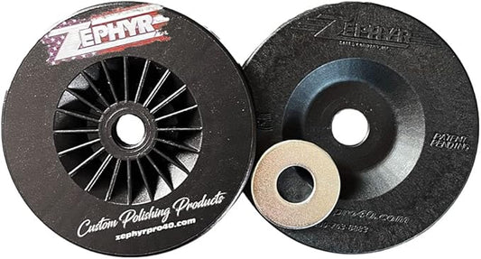 Zephyr SFPR58-4 Buffing Wheel Safety Flanges Rapid Thread, Black - Size 8" & 10" (New, Damaged Retail Box)
