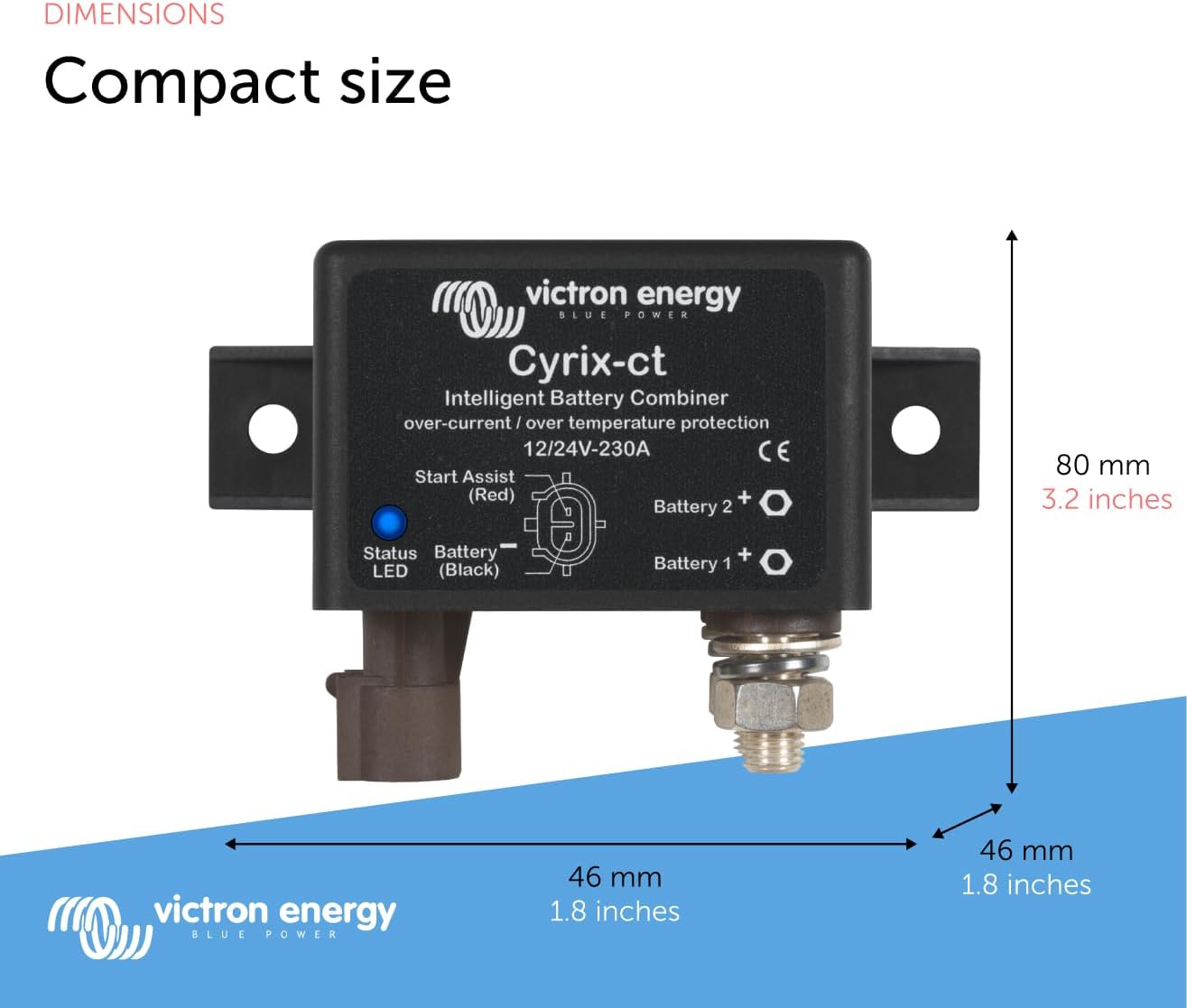 Victron Energy CYR010230010 Cyrix-ct Battery Combiner, 12 Volts (DC), 230 Amps (Used)