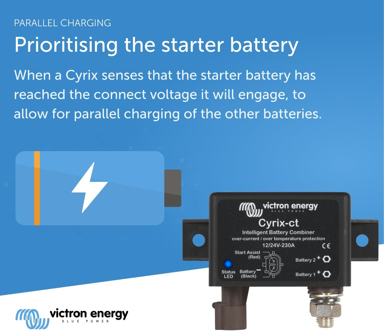 Victron Energy CYR010230010 Cyrix-ct Battery Combiner, 12 Volts (DC), 230 Amps (Used)