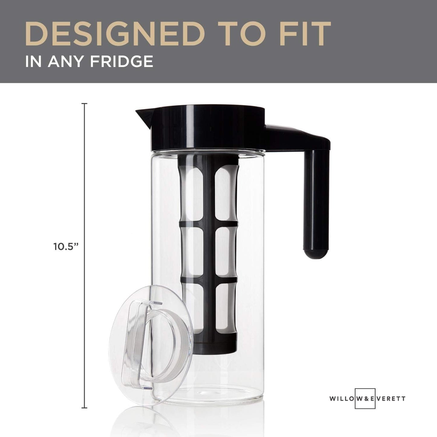 Willow & Everett 1.3L Cold Brew Coffee and Iced Tea Maker Pitcher w/ Mesh Filter (Like New)