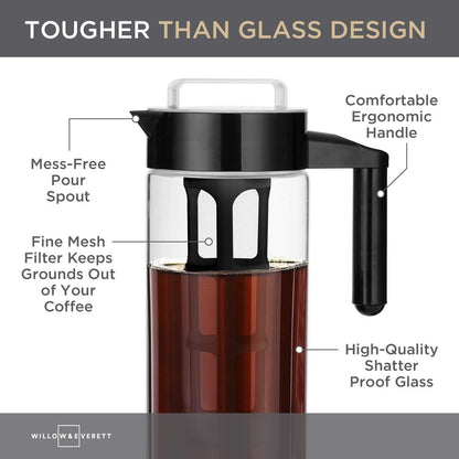 Willow & Everett 1.3L Cold Brew Coffee and Iced Tea Maker Pitcher w/ Mesh Filter (Like New)