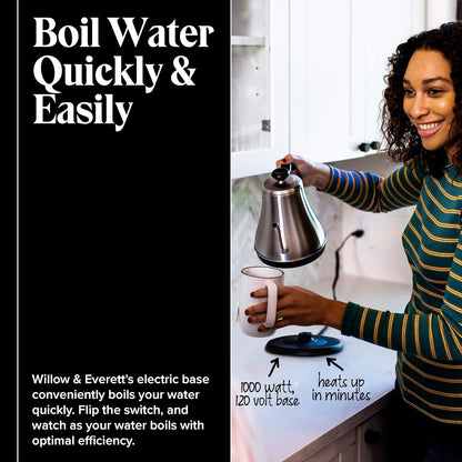 Willow & Everett Gooseneck 1L 120V Stainless Steel Electric Tea Kettle, Silver (Used)