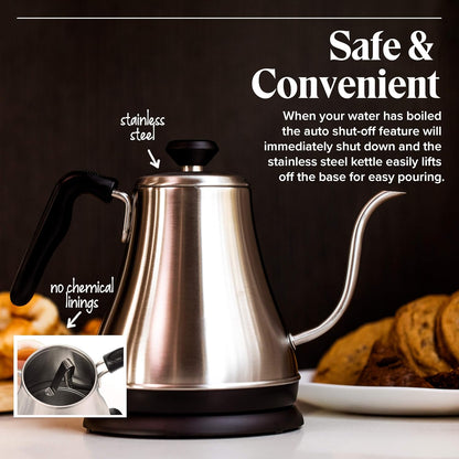 Willow & Everett Gooseneck 1L 120V Stainless Steel Electric Tea Kettle, Silver (Used)