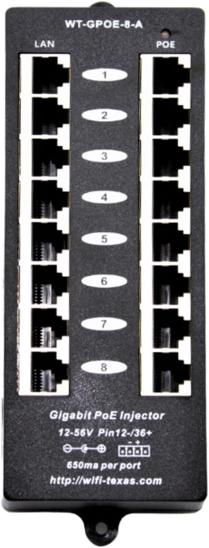 Poe Texas Gigabit Passive Power Over Ethernet Midspan 8 Port Network Switches (Used, No Retail Box)