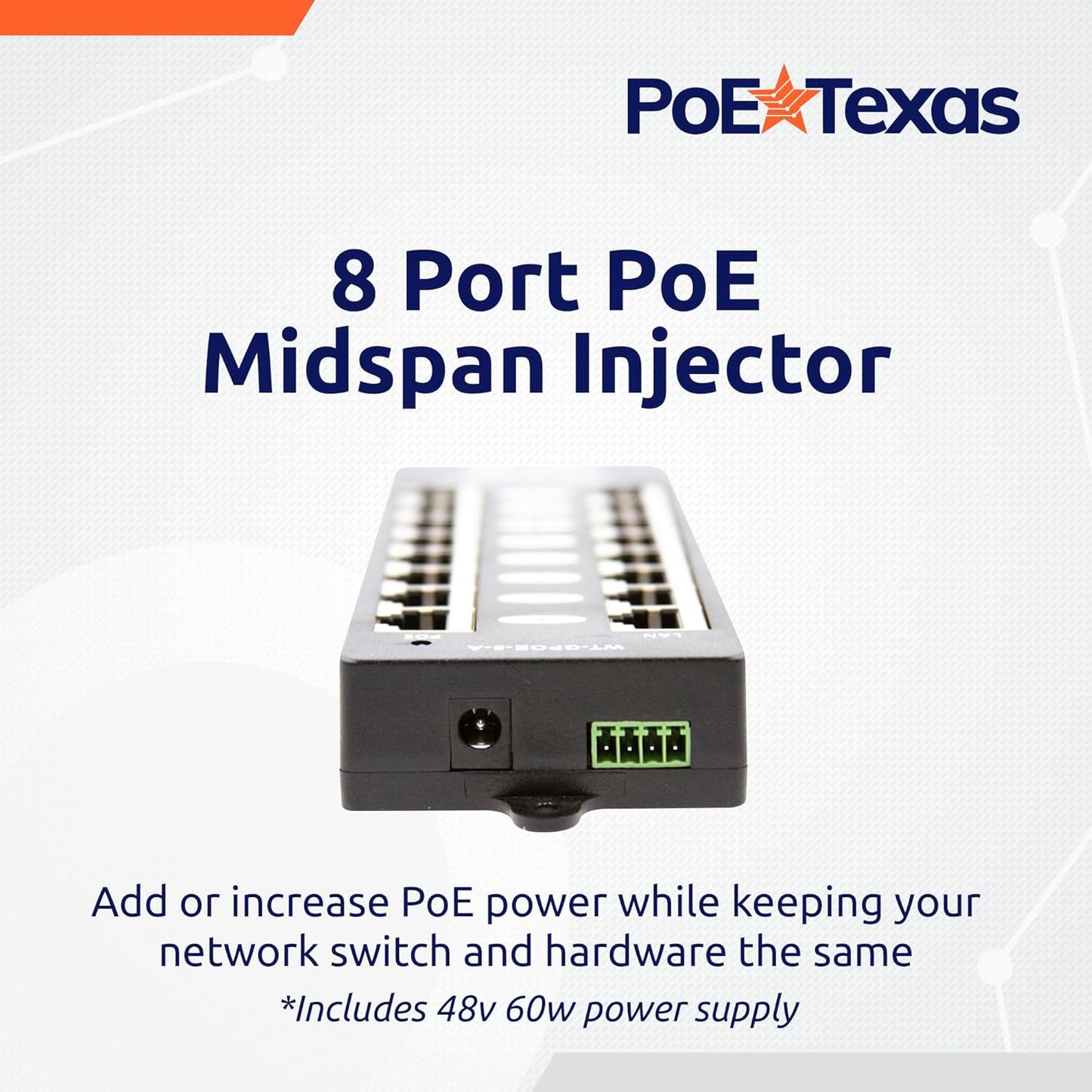 Poe Texas Gigabit Passive Power Over Ethernet Midspan 8 Port Network Switches (Used, No Retail Box)