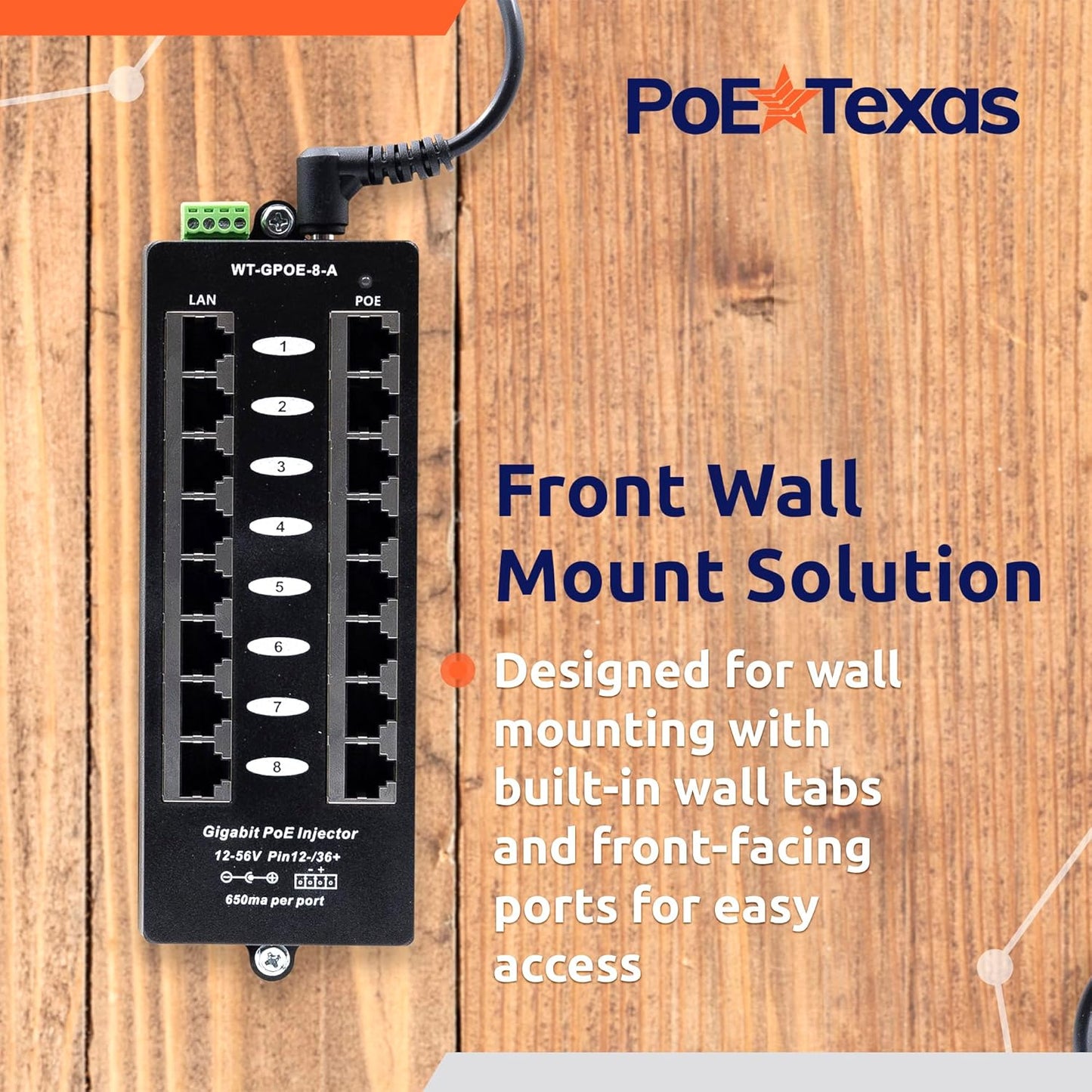 Poe Texas Gigabit Passive Power Over Ethernet Midspan 8 Port Network Switches (Used, No Retail Box)