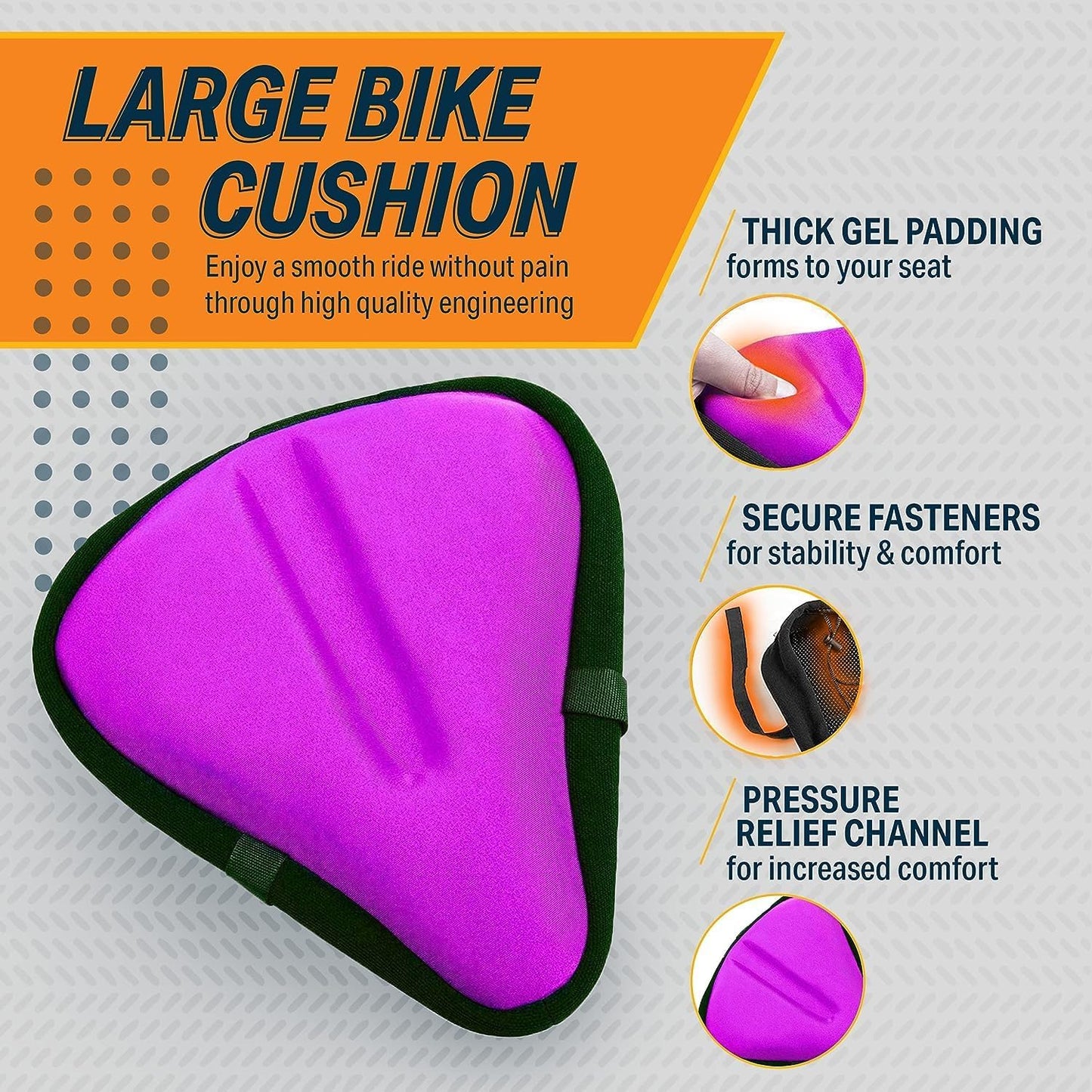 Bikeroo Polyester Padded Gel Bike Seat Cover for Peloton, Small - Purple- (New)