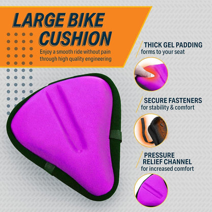 Bikeroo Polyester Padded Gel Bike Seat Cover for Peloton, Small - Purple- (New)