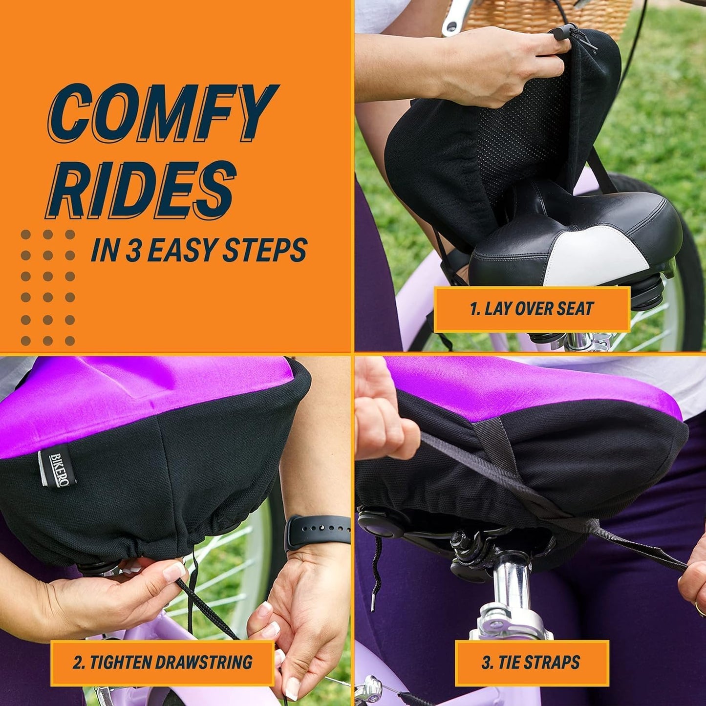 Bikeroo Polyester Padded Gel Bike Seat Cover for Peloton, Small - Purple- (New)