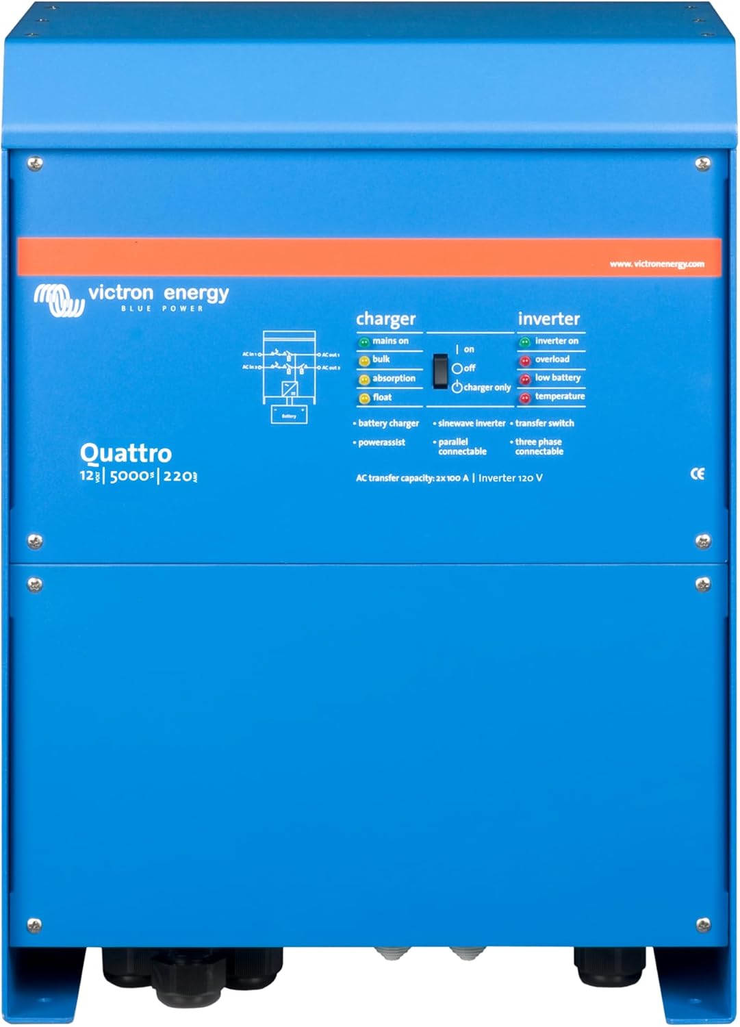 Victron Energy Quattro Pure Sine Wave Inverter with Battery Charger - 120 Volts (Like New)