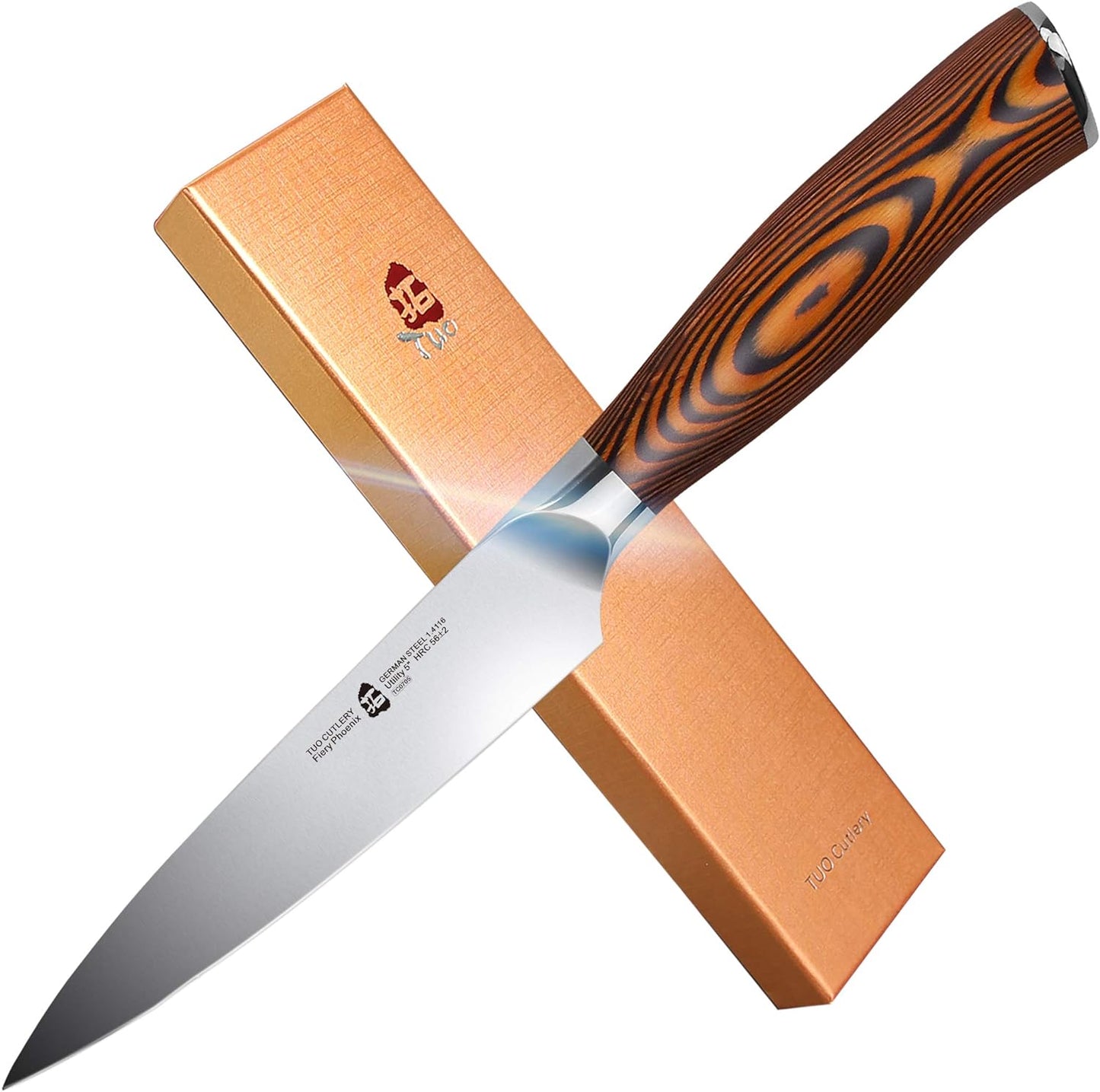TUO Utility Small Kitchen Knife, 5" Paring High Carbon German Stainless steel (New)