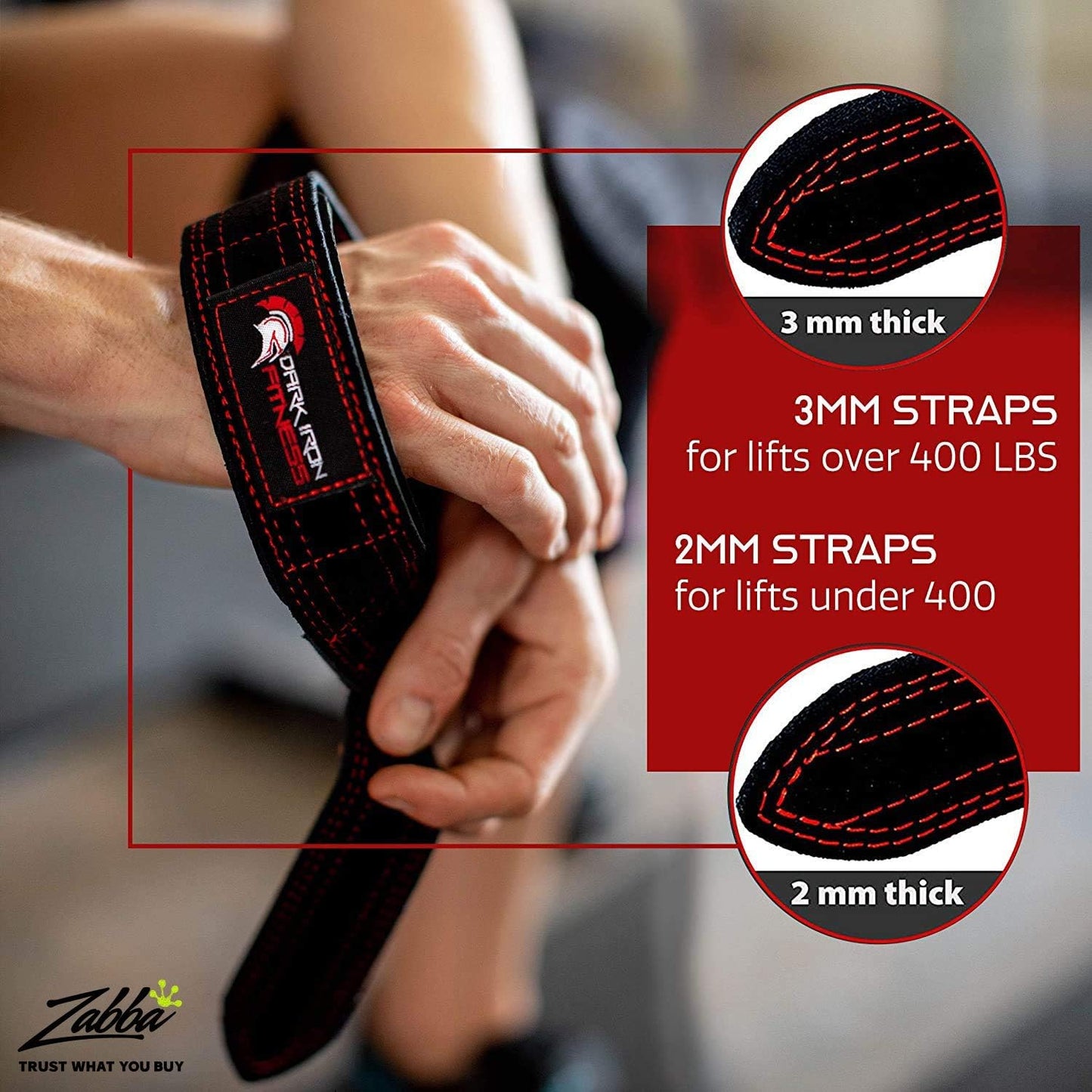 Dark Iron Fitness Leather Suede Weightlifting Wrist Straps for Men & Women (Like New, No Retail Box)