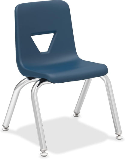 Lorell LLR99881 12" Stacking Student L-Shaped Chair for Indoor Use - Blue, 4pcs (Used)