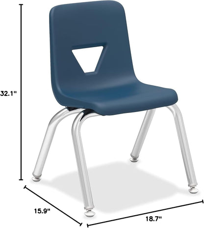 Lorell LLR99881 12" Stacking Student L-Shaped Chair for Indoor Use - Blue, 4pcs (Used)