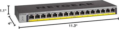 NETGEAR 16-Port PoE+ Gigabit Ethernet Switch for Desktop, 1 Amps, Silver/Black (Like New, No Retail Box)