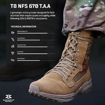 GARMONT T8 Bifida Military Combat Tactical Boot for Men/Women, Size 10.5, Coyote (Like New)