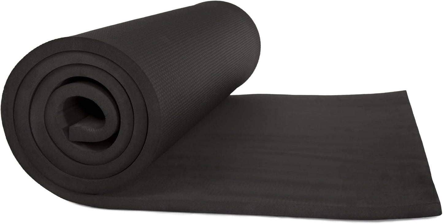 Wakeman Fitness Extra Foam Exercise Mat with Carrying Strap - 0.5" Thick (Like New)