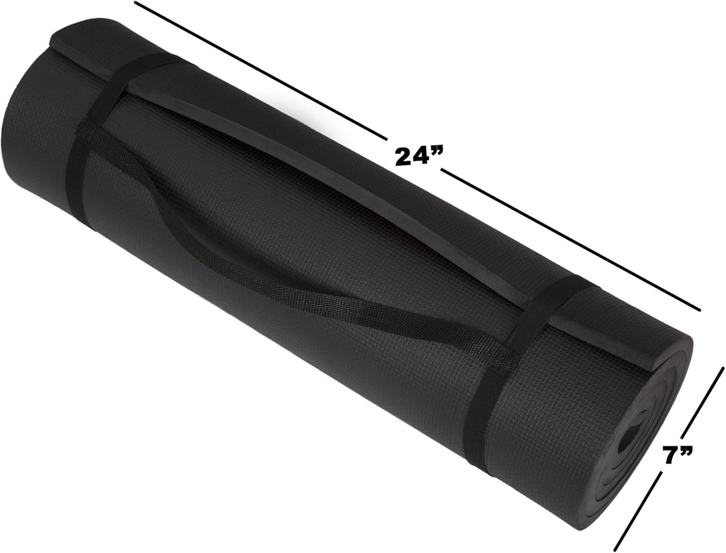 Wakeman Fitness Extra Foam Exercise Mat with Carrying Strap - 0.5" Thick (Like New)