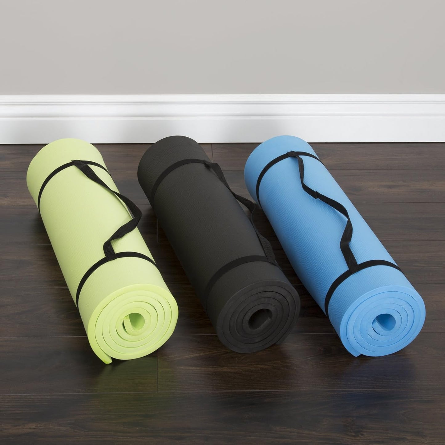 Wakeman Fitness Extra Foam Exercise Mat with Carrying Strap - 0.5" Thick (Like New)