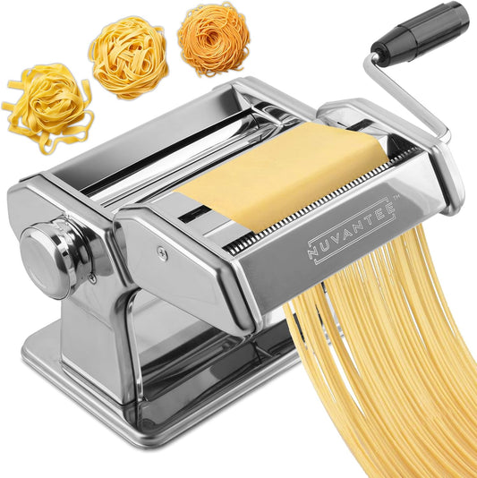 Nuvantee XK1005 Pasta Maker Machine, Manual Hand Press Noodles Maker - Silver (Used)
