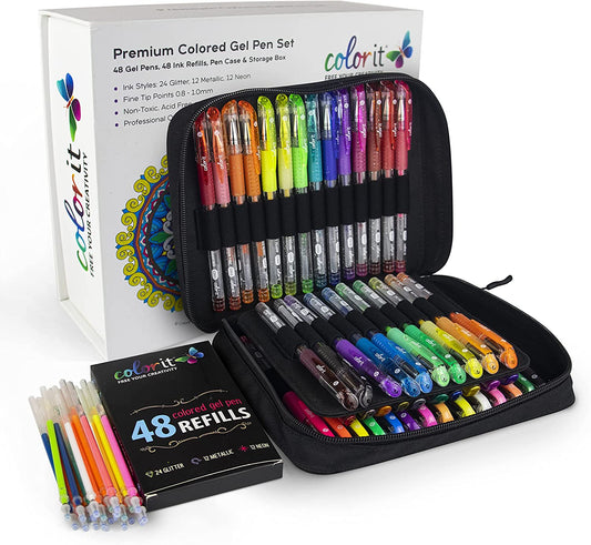 ColorIt Glitter Gel Pens For Adult Coloring Books 96 Piece Set - Multicolor (Like New)
