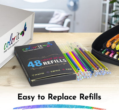ColorIt Glitter Gel Pens For Adult Coloring Books 96 Piece Set - Multicolor (Like New)