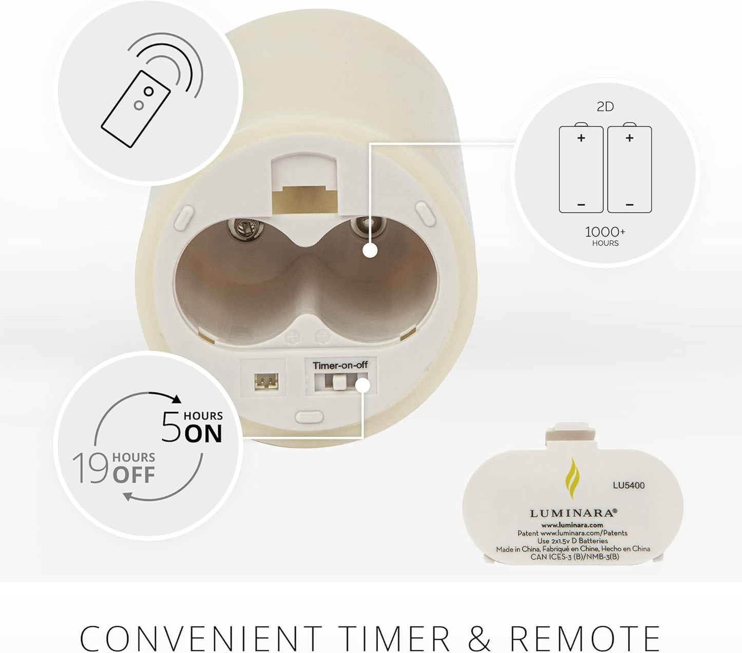 Luminara Flameless 3-V Indoor Moving Flame Pillar LED Candle, Battery Operated (Like New)
