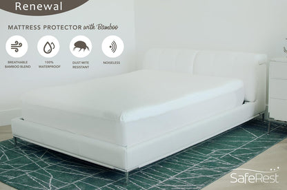 SafeRest Bamboo Derived Viscose Rayon Mattress Pad Protector Cover, Twin Size (New)