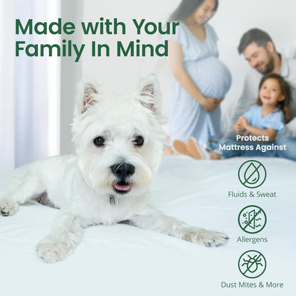 SafeRest Sleepure Full Size Waterproof Mattress Cover, Stretchable Pocket, White (New)