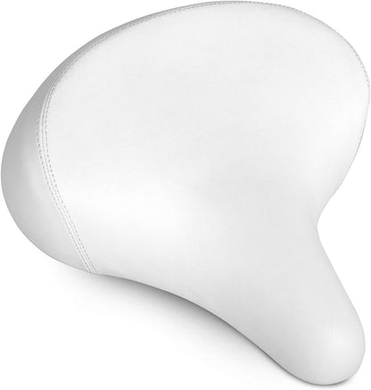 Bikeroo Extra Wide Faux Leather Cruiser Bike Seat with Suspension, Large - White (Like New)