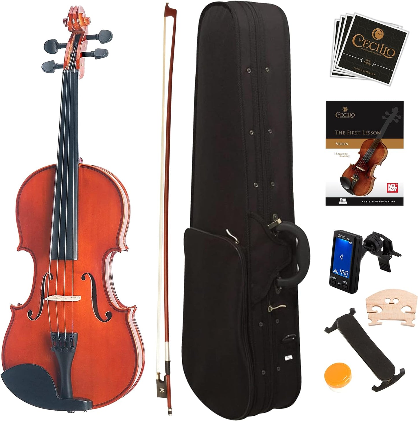 Mendini By Cecilio Violin for Student or Beginners, 1/2 - Natural Varnish (Used)