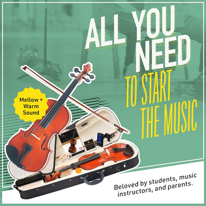 Mendini By Cecilio Violin for Student or Beginners, 1/2 - Natural Varnish (Used)