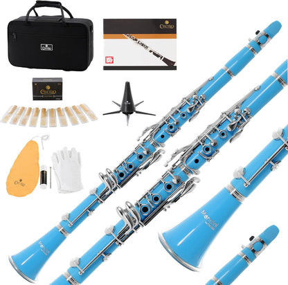 Mendini by Cecilio B Flat Elegant Clarinet with 10 Reeds for Beginners - Nickel (Like New)