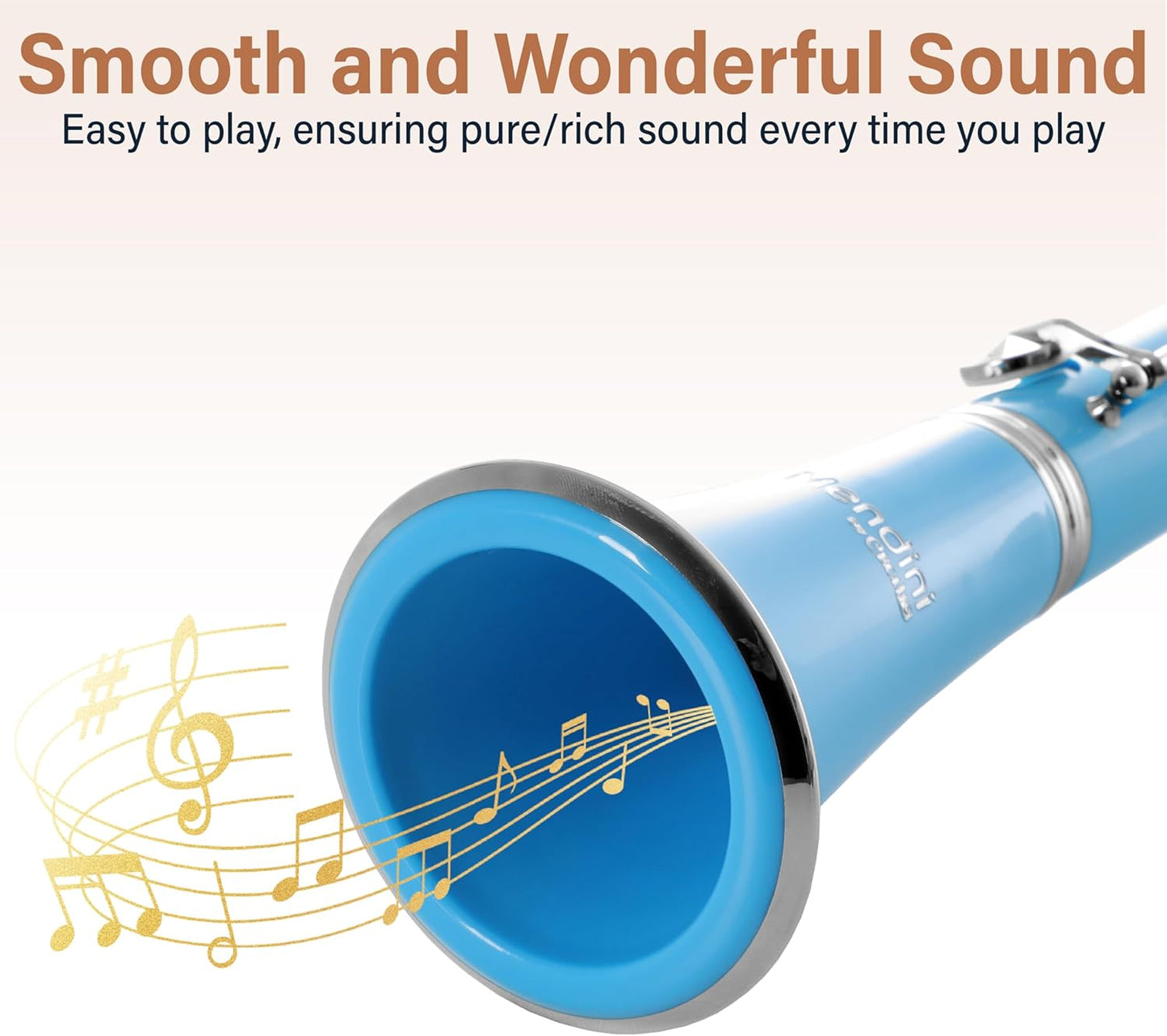 Mendini by Cecilio B Flat Elegant Clarinet with 10 Reeds for Beginners - Nickel (Like New)