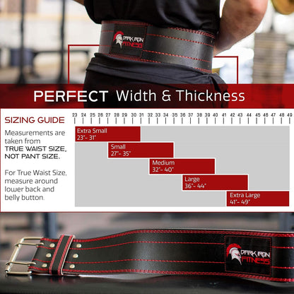 Dark Iron Fitness Leather Weight Lifting Belt for Men & Women, Small - Black- (New)