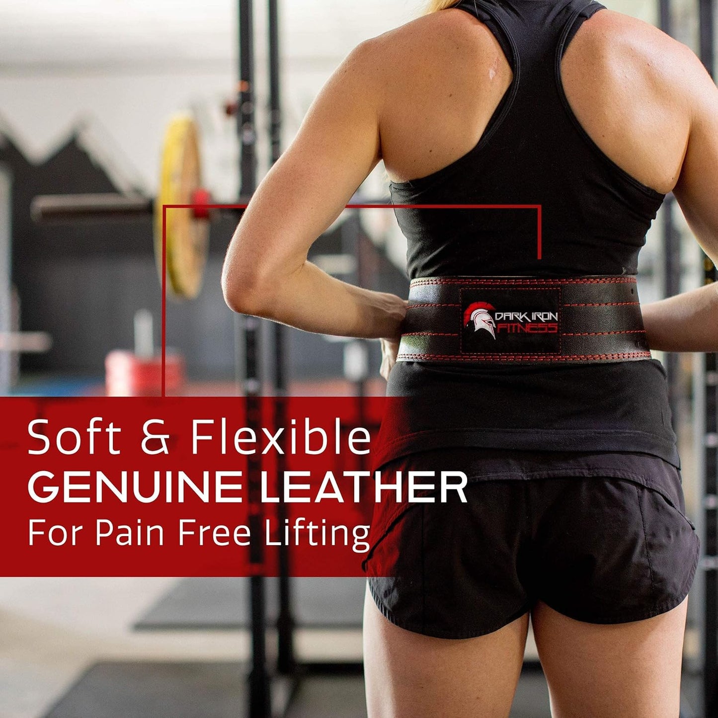 Dark Iron Fitness Leather Weight Lifting Belt for Men & Women, Small - Black- (New)