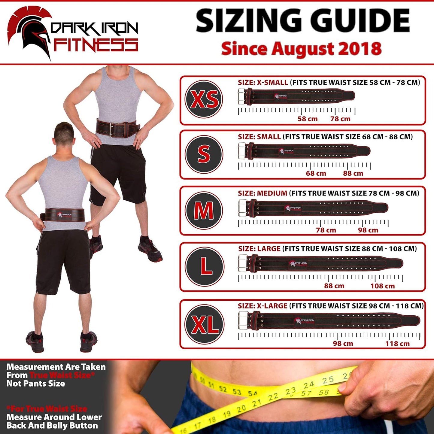 Dark Iron Fitness Leather Weight Lifting Belt for Men & Women, Small - Black.- (Like New, No Retail Box)