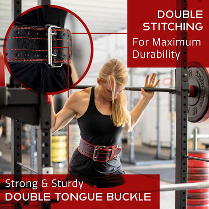 Dark Iron Fitness Leather Weight Lifting Belt for Men & Women, Small - Black- (New)