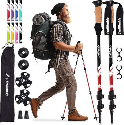 TrailBuddy Adjustable Hiking Poles for Snowshoe & Backpacking, Raven Black ()