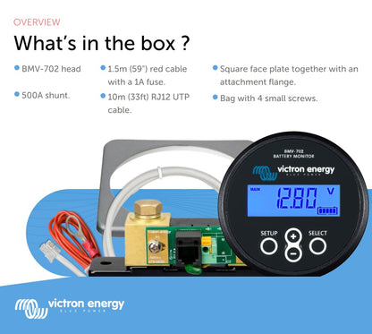 Victron Energy BMV-702 High-Precision Battery Monitor, Remote Monitoring, Black (Used)