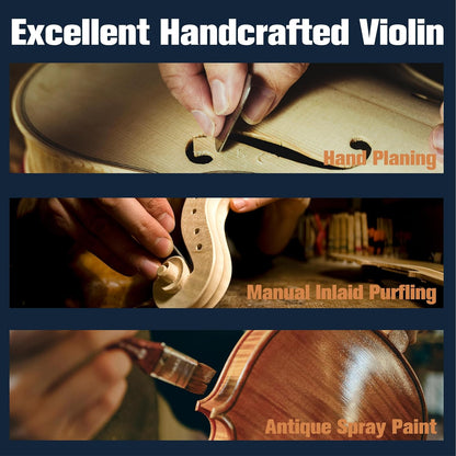 Mendini By Cecilio 4 Strings Acoustic Violin Set with Hard Case for Beginners (Like New)