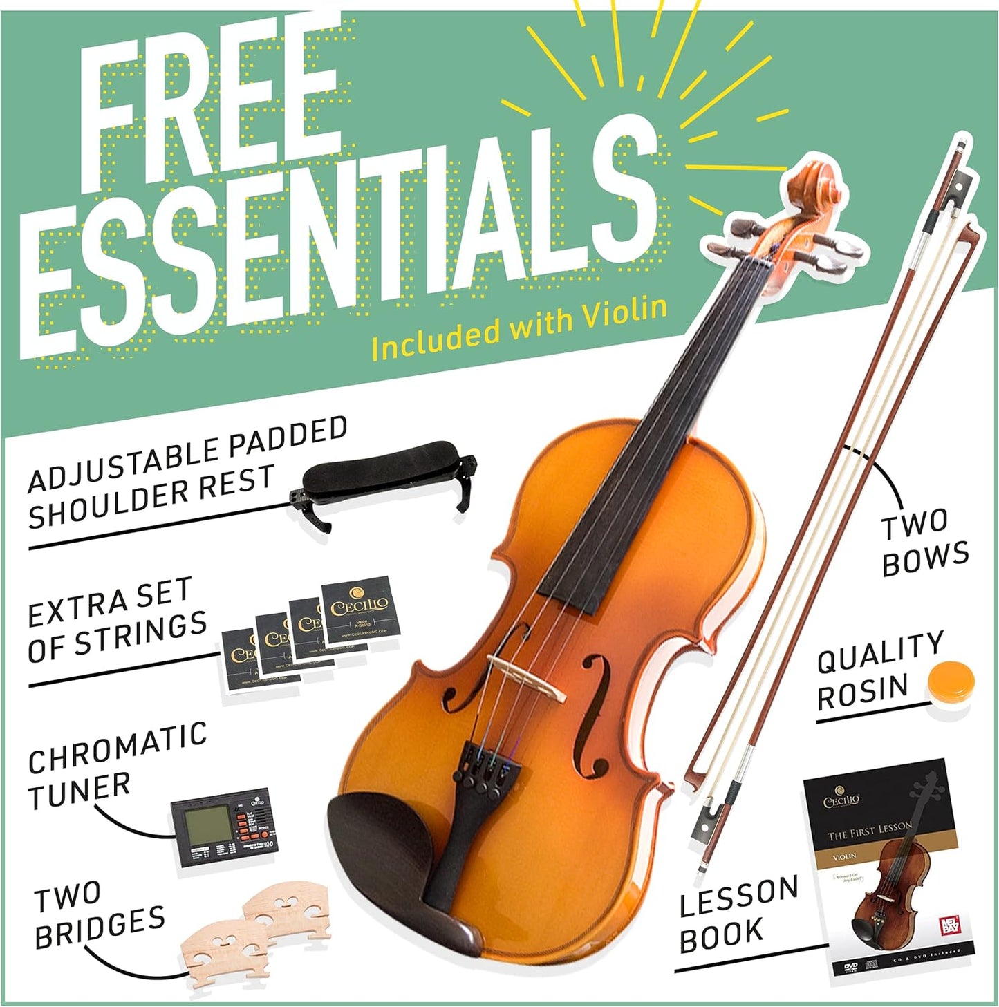 Mendini by Cecilio MV400 Violin, 1/4 Size, Maple Varnish (Used)