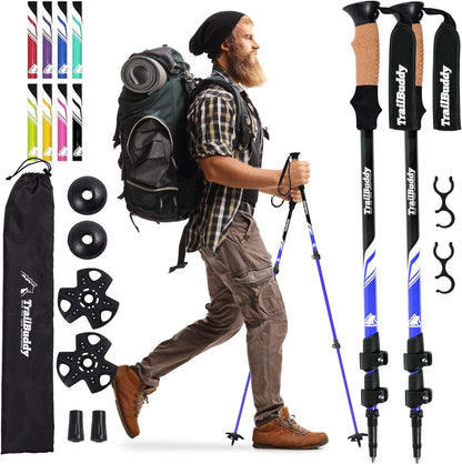 TrailBuddy Adjustable Hiking Poles for Snowshoe & Backpacking, Raven Black- (Like New)